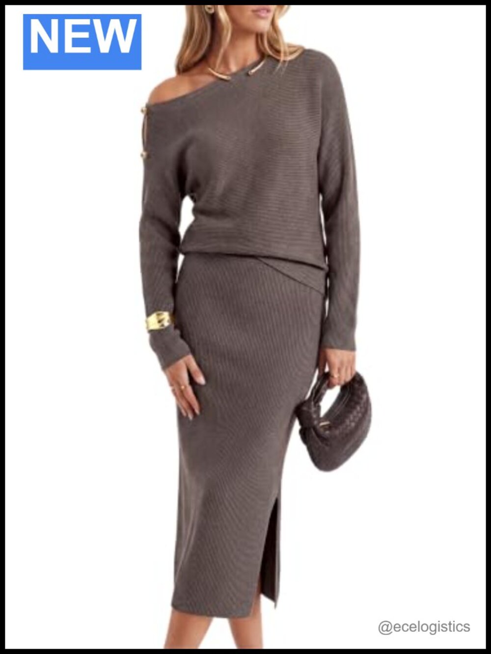 Wool Blend Off Shoulder Sweater Skirt Set 2 Piece Lounge Outfit